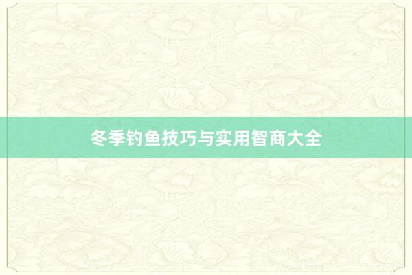冬季钓鱼技巧与实用智商大全